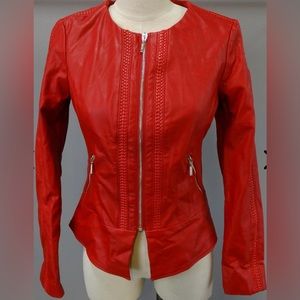 Guess red leather jacket